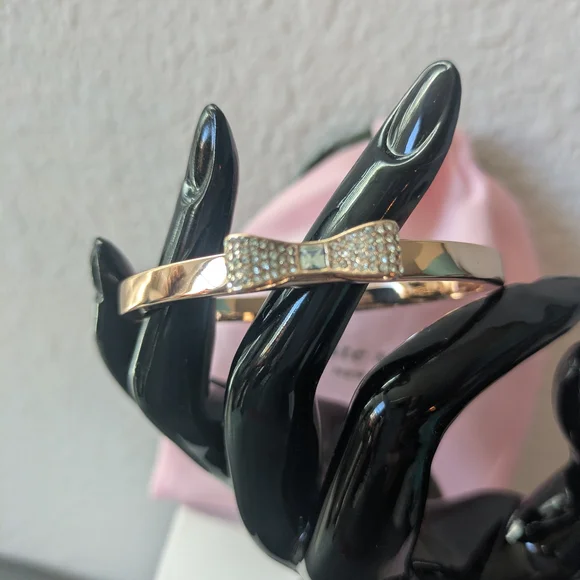 Kate Spade Rose Gold-tone Bow Crystal Bangle with Pink Pouch - Limited Edition - Picture 6 of 16